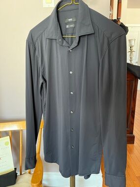 BOSS Men's Black Long-Sleeve Dress Shirt